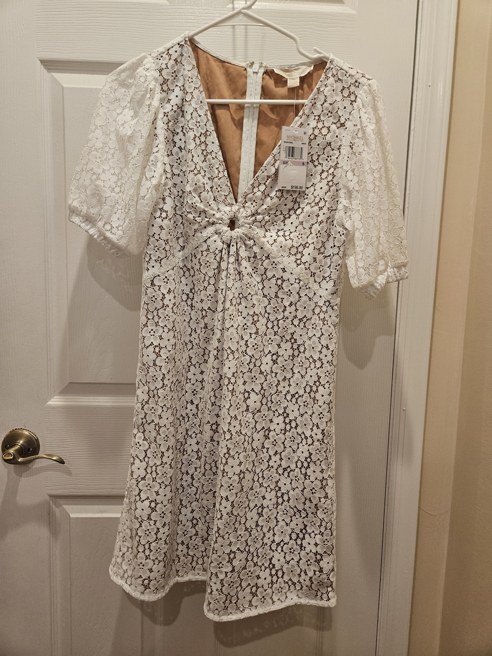 Michael Kors White Lace Knot-Front Mini Dress